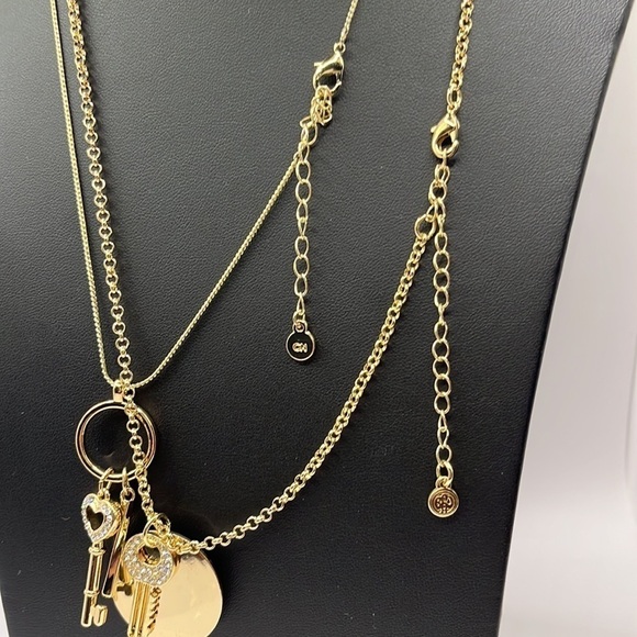 Key-Heart- Necklaces Layered Necklace Gold Tone with Rhinestones 🔑 ❤️ Necklace - Picture 11 of 14